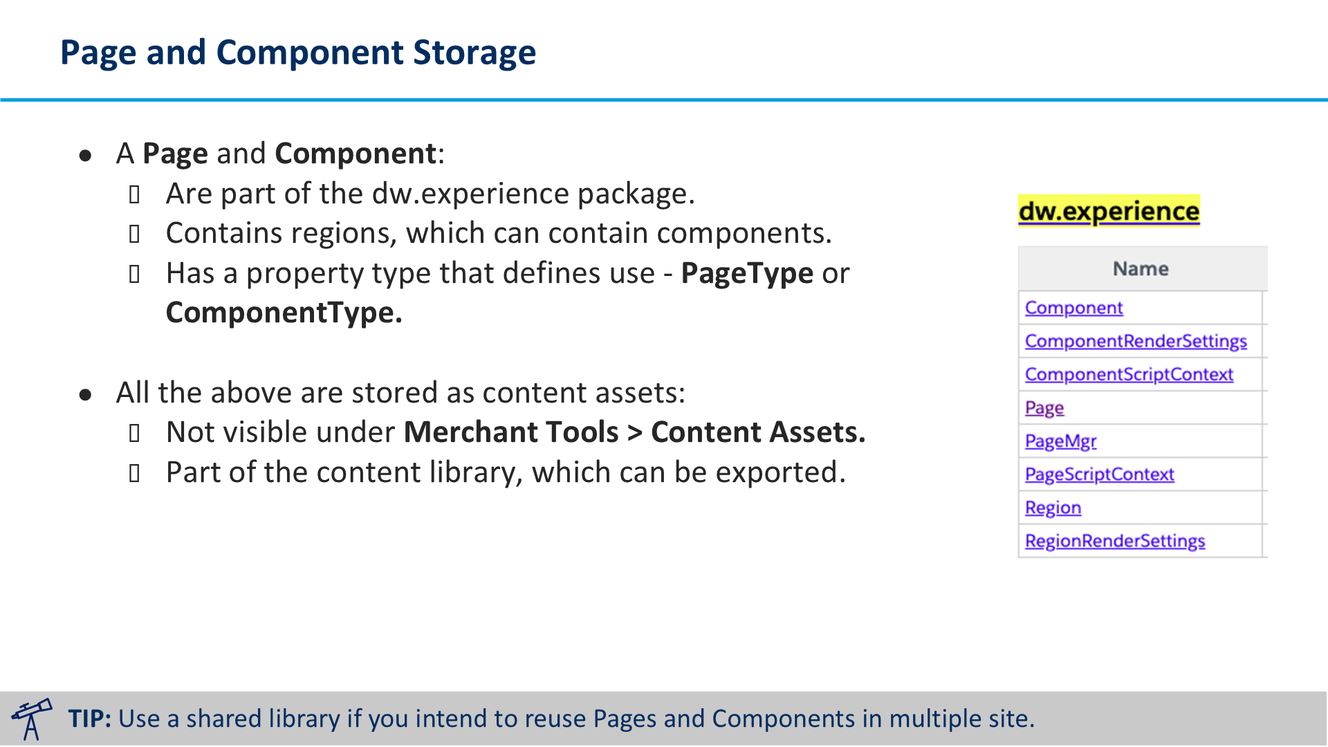 Page and Component Storage