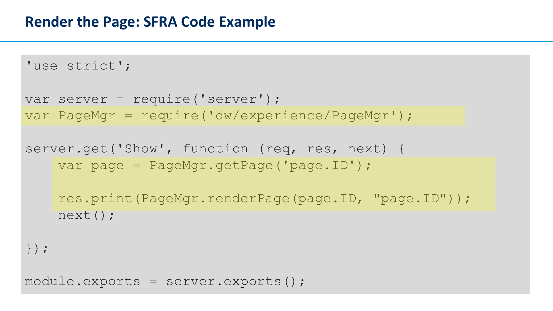 Render the Page: SFRA Code Example