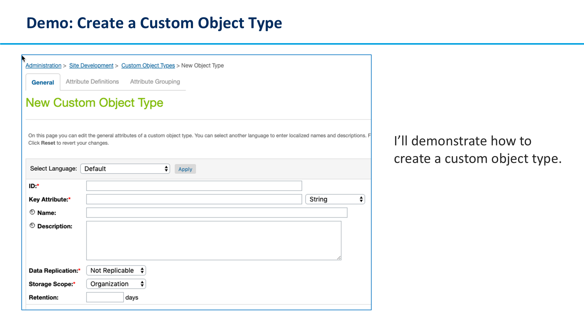 Demo: Create a Custom Object Type
