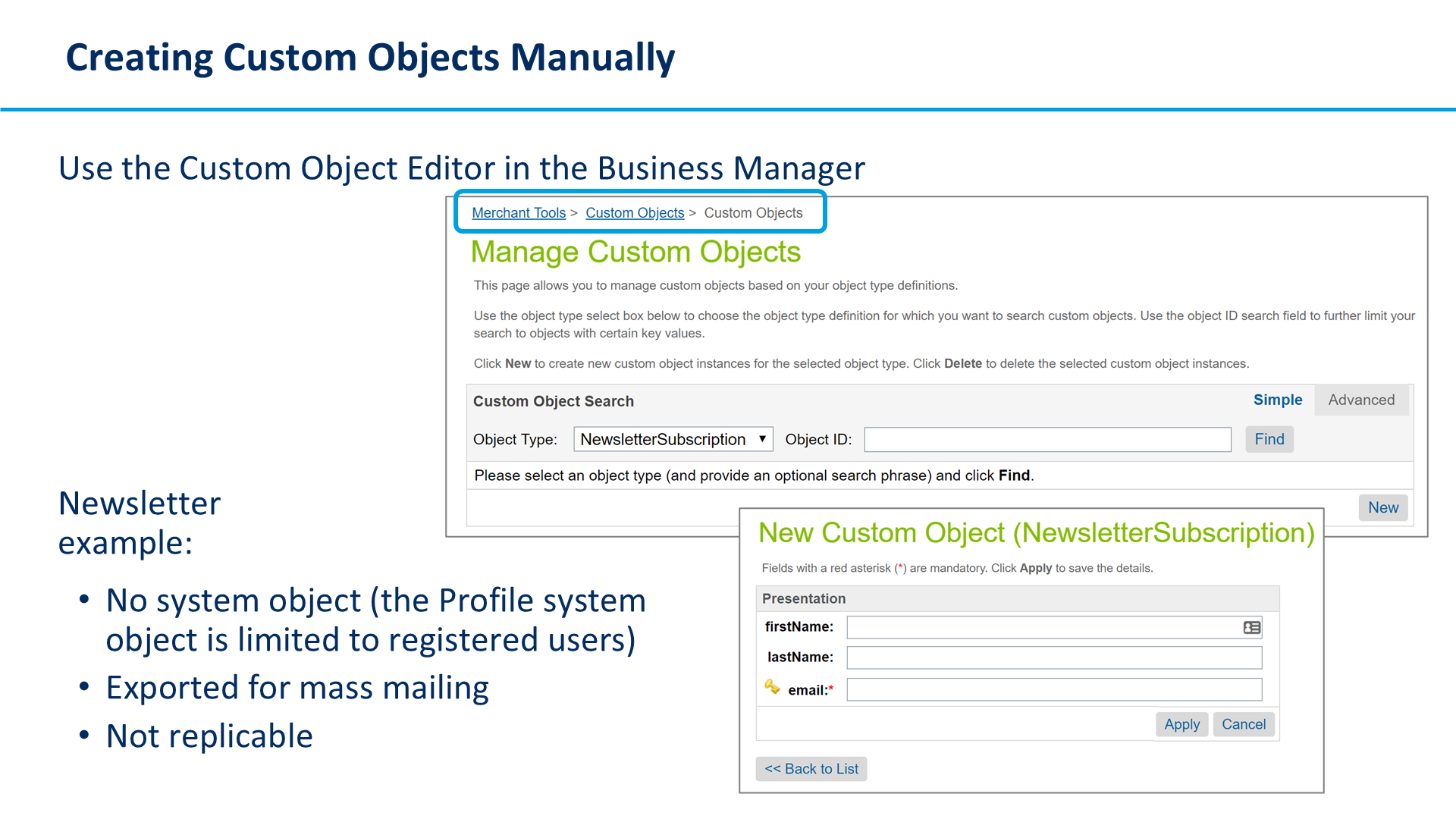 Creating Custom Objects Manually