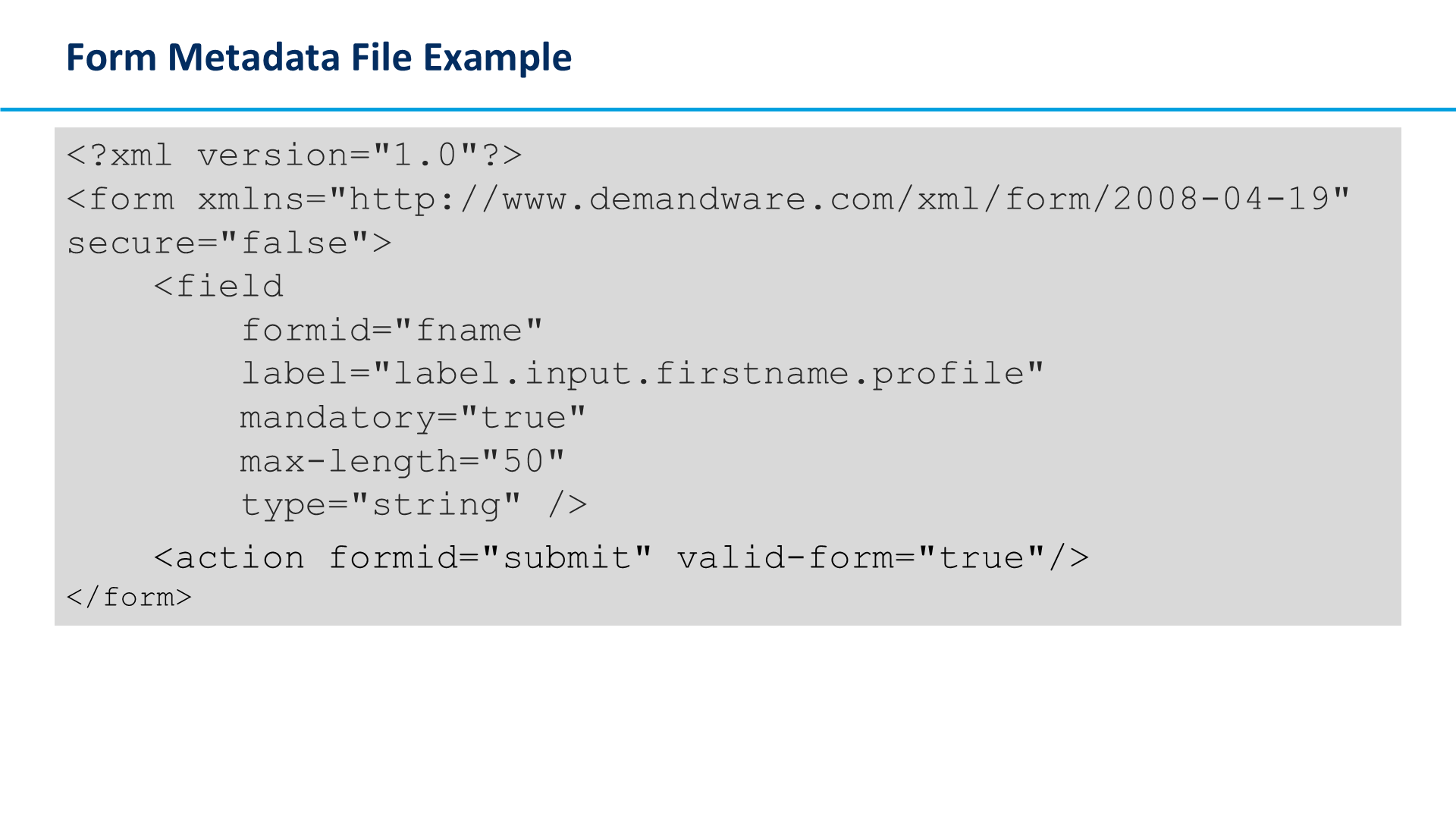 Form Metadata File Example
