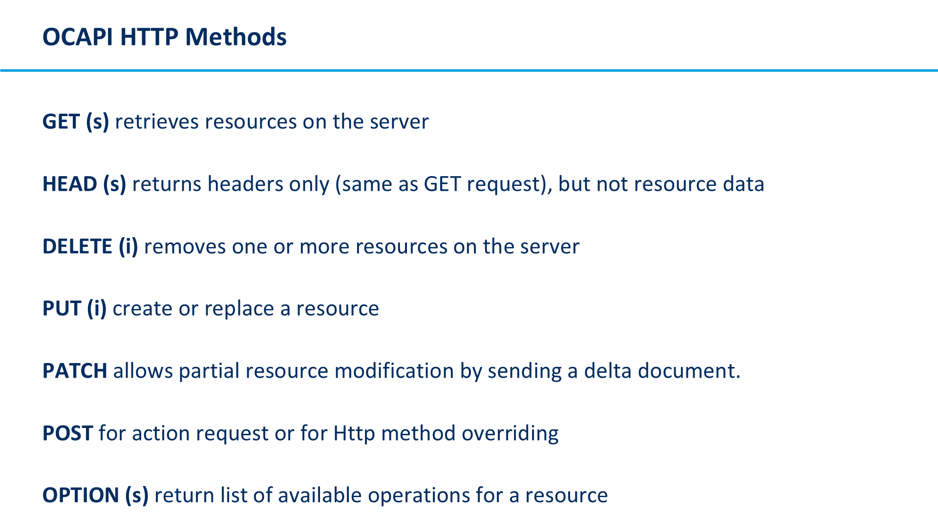 OCAPI HTTP Methods