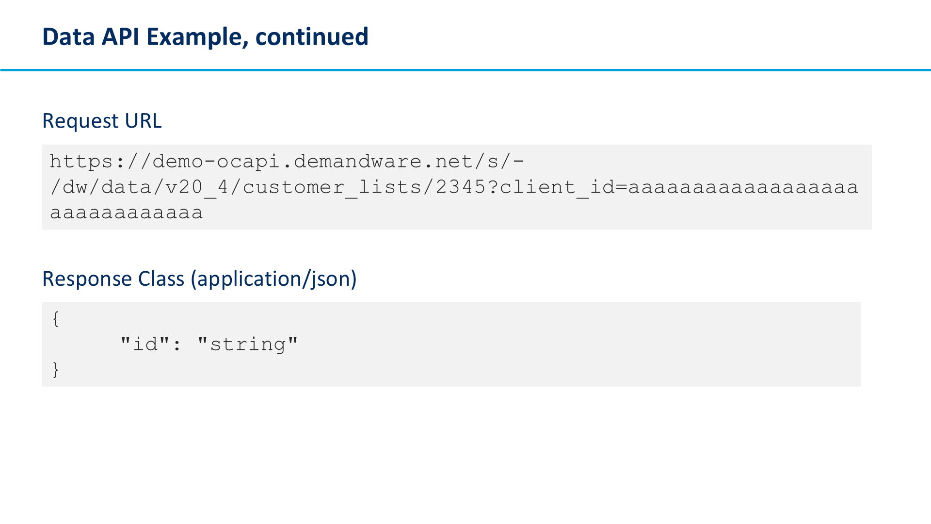 Data API Example, continued