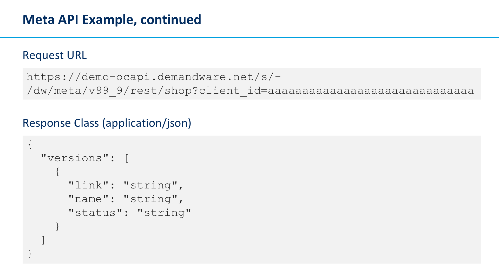 Meta API Example, continued