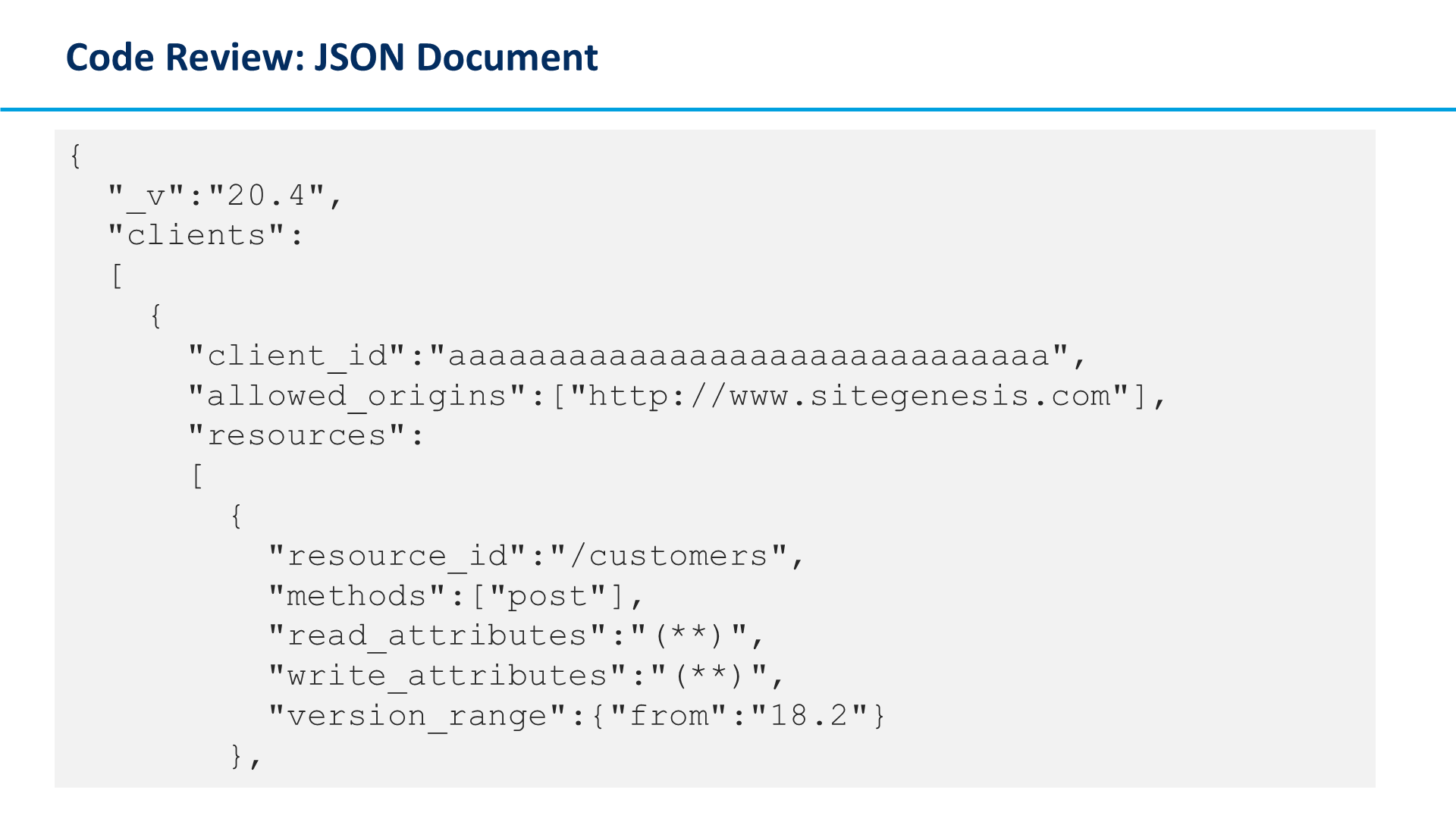 Code Review: JSON Document