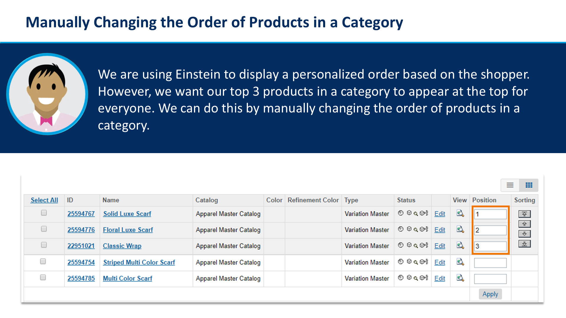 Manually Changing the Order of Products in a Category