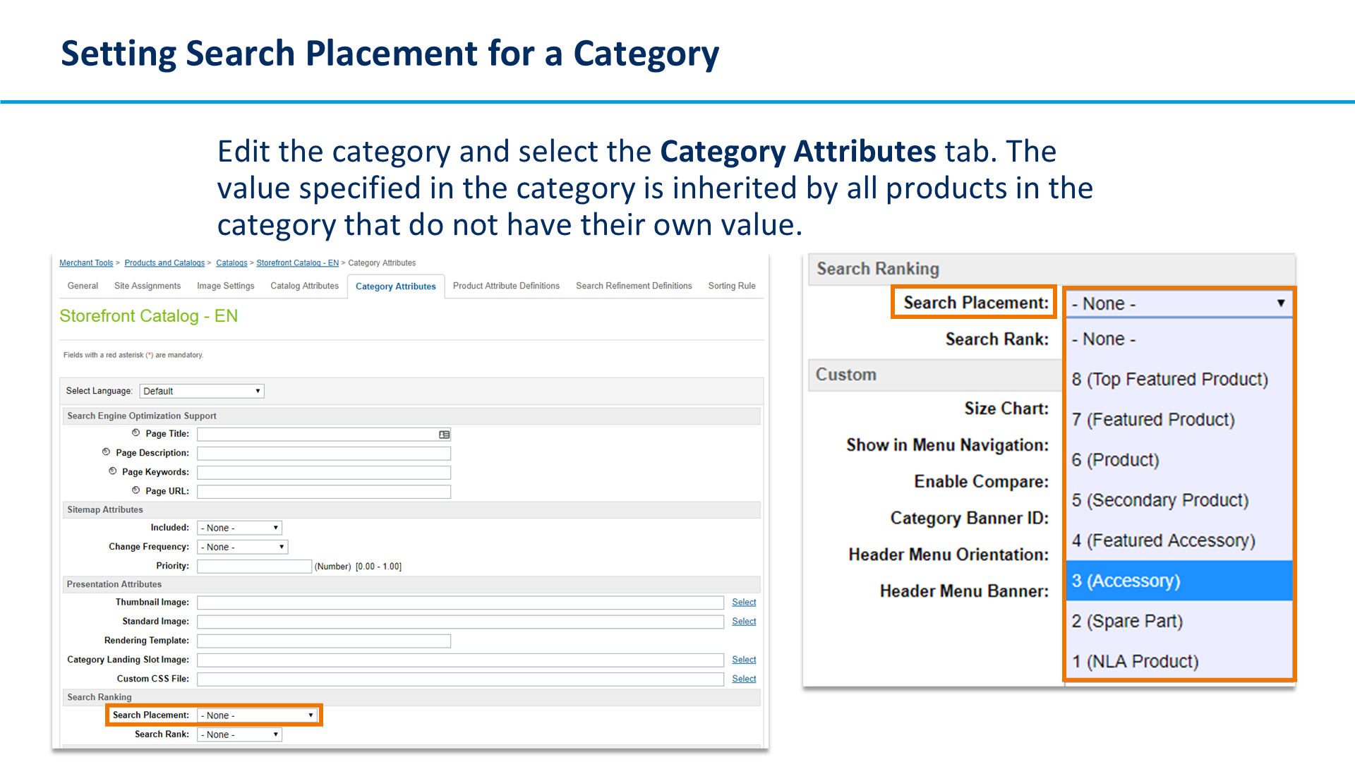 Setting Search Placement for a Category