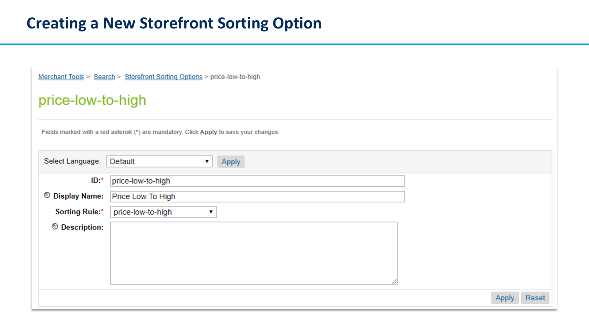 Creating a New Storefront Sorting Option