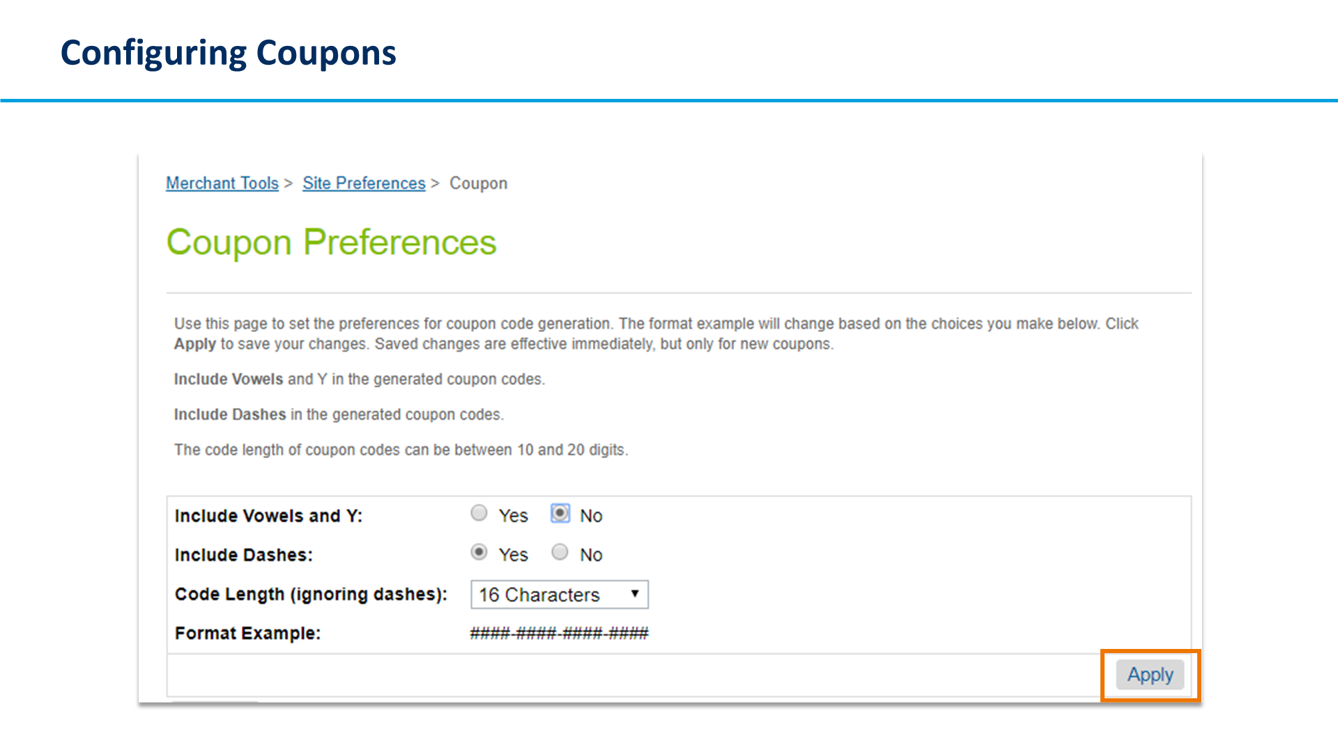 Configuring Coupons