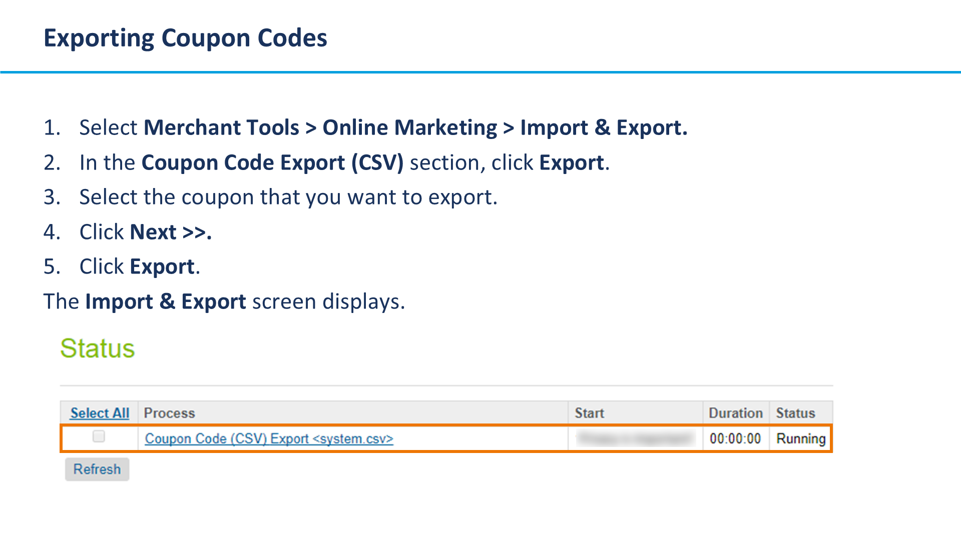 Exporting Coupon Codes