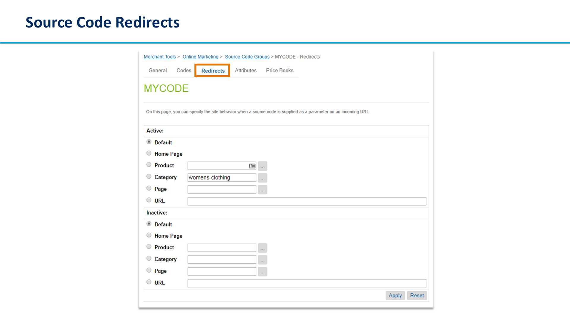 Source Code Redirects