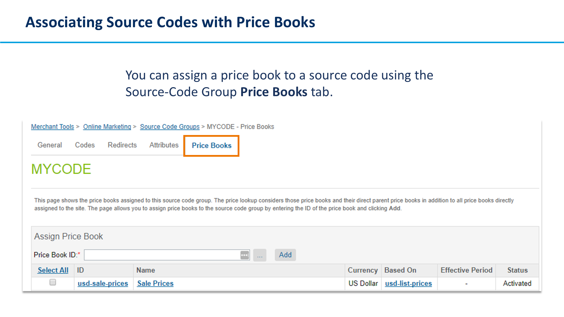 Associating Source Codes with Price Books