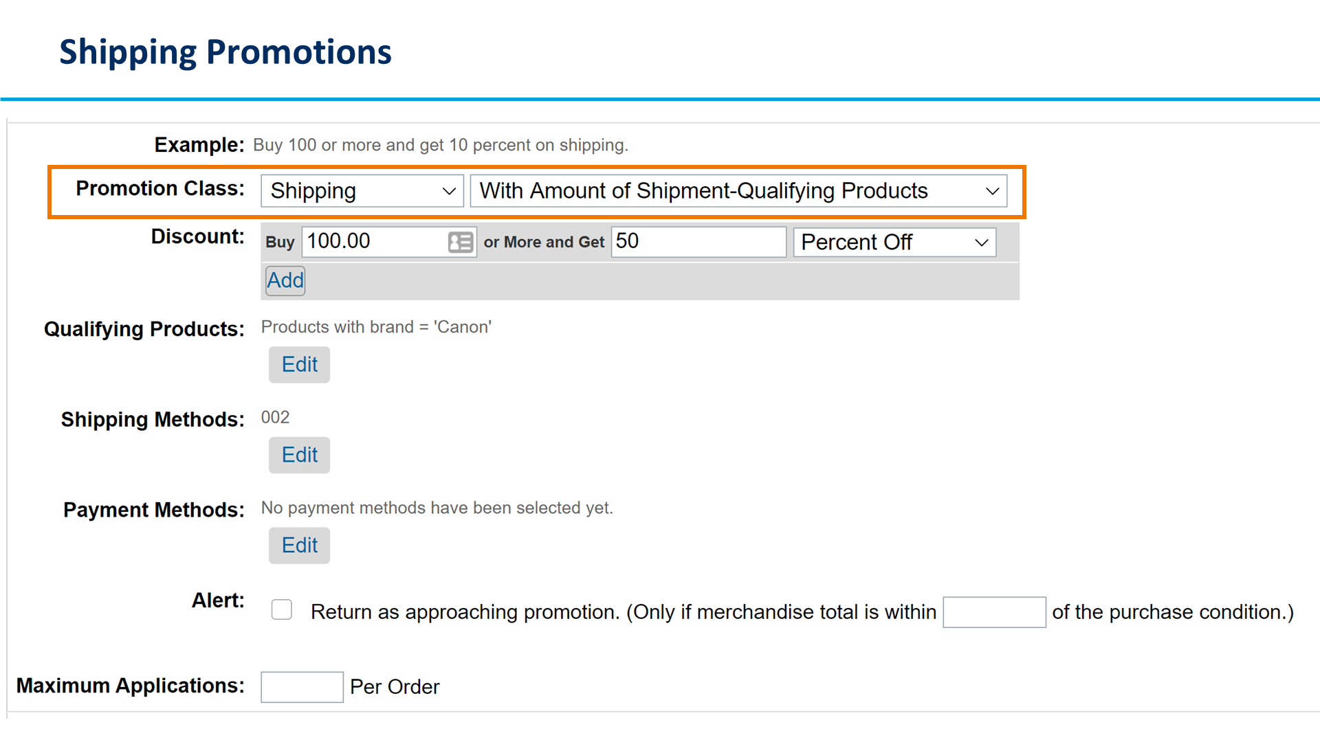 Shipping Promotions