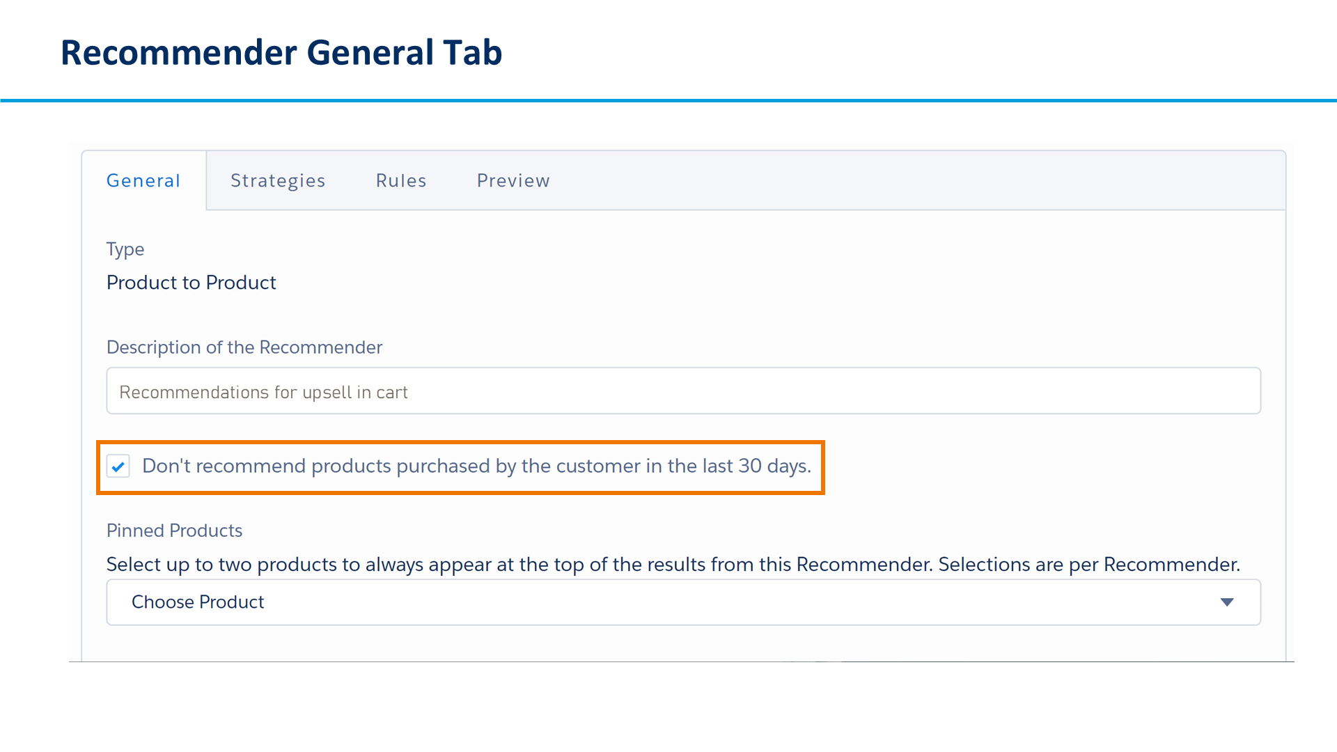 Recommender General Tab