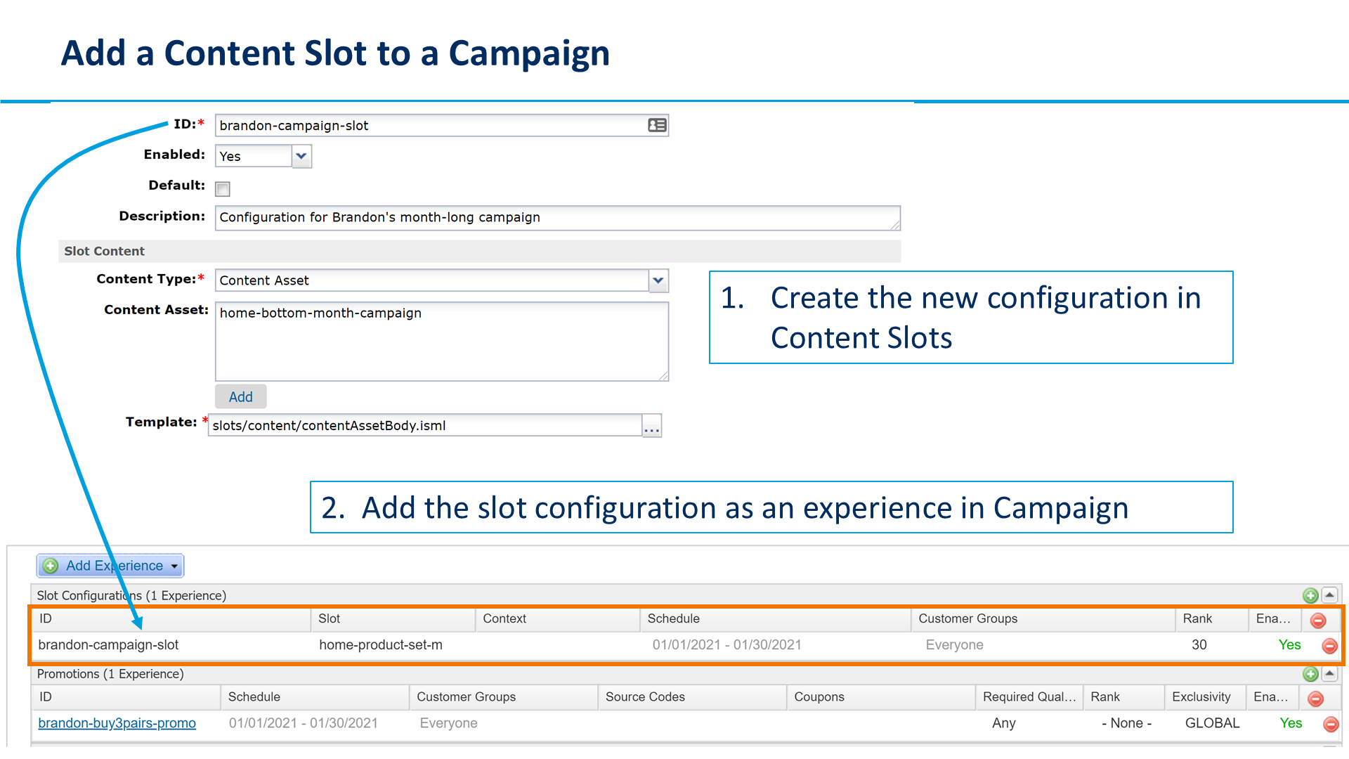 Add a Content Slot to a Campaign