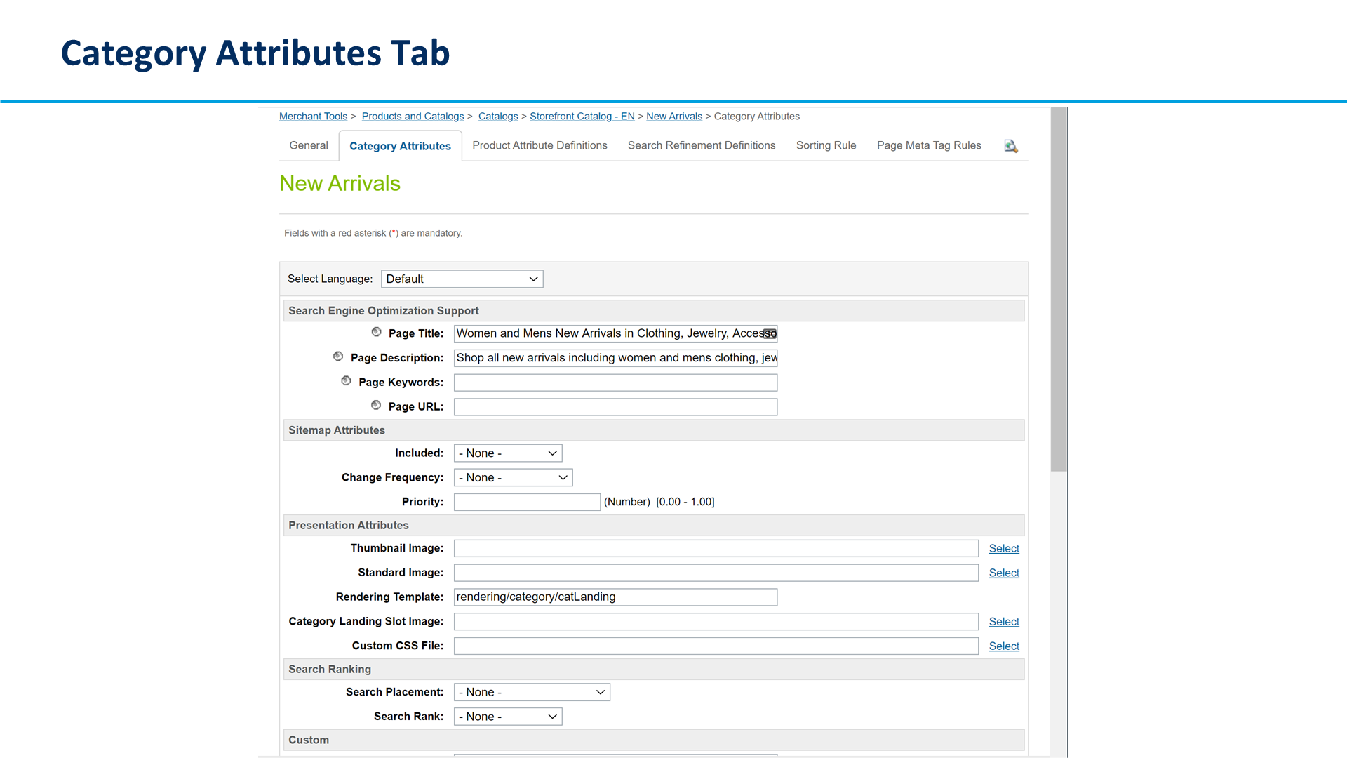 Category Attributes Tab