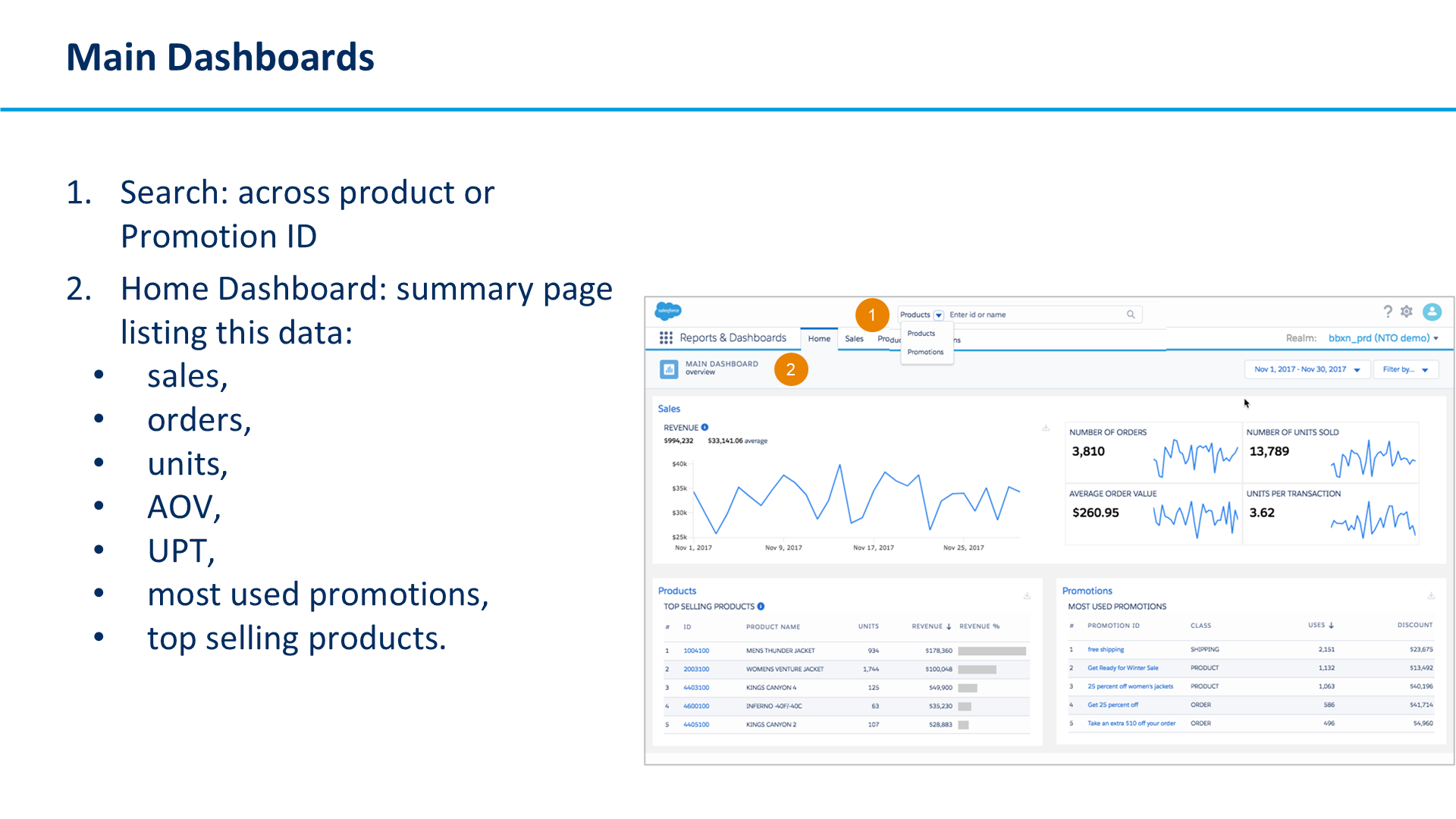 Main Dashboards