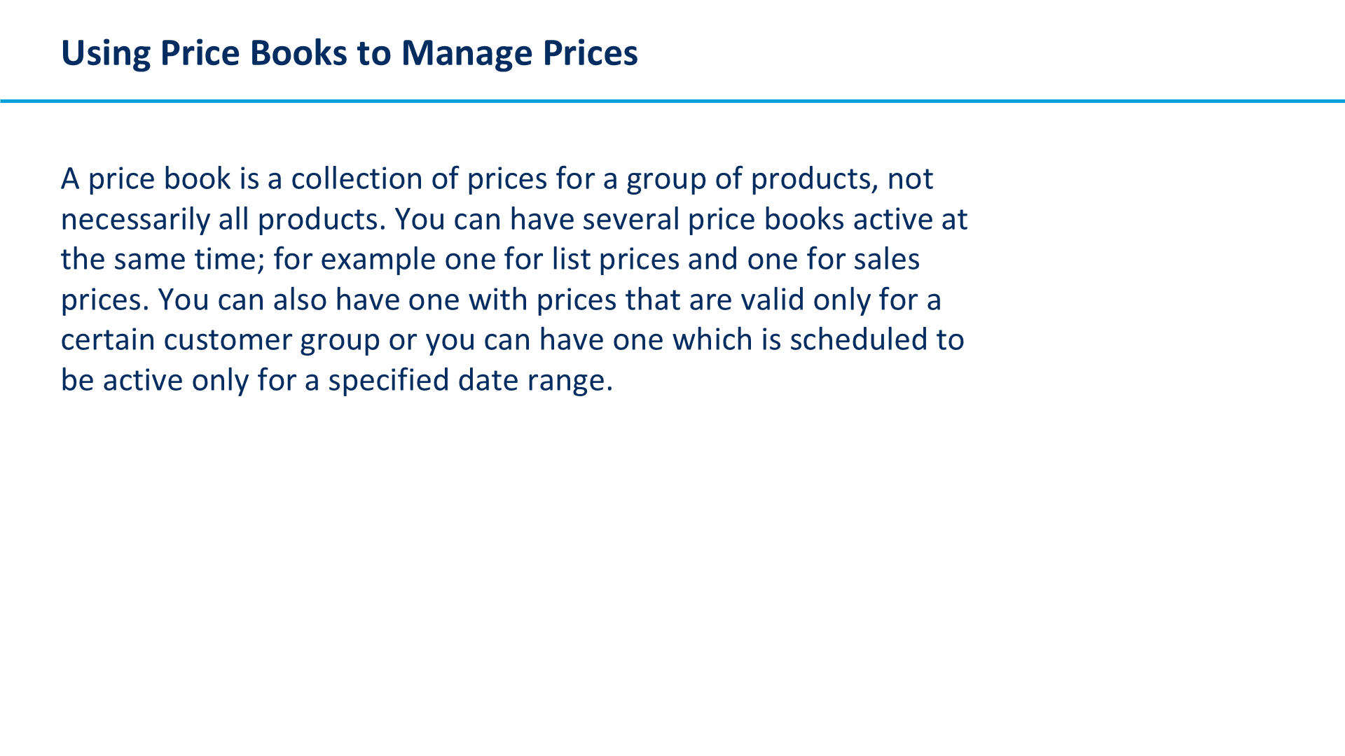 Using Price Books to Manage Prices