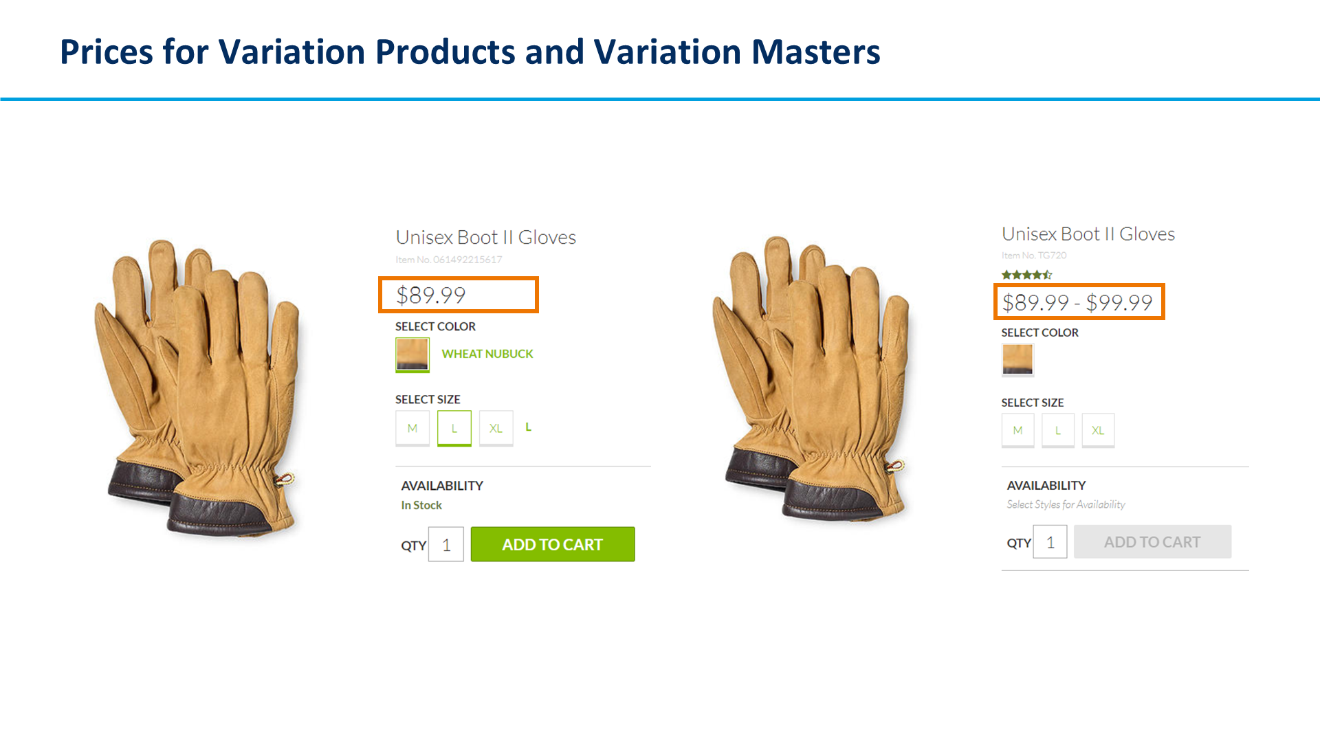 Prices for Variation Products and Variation Masters