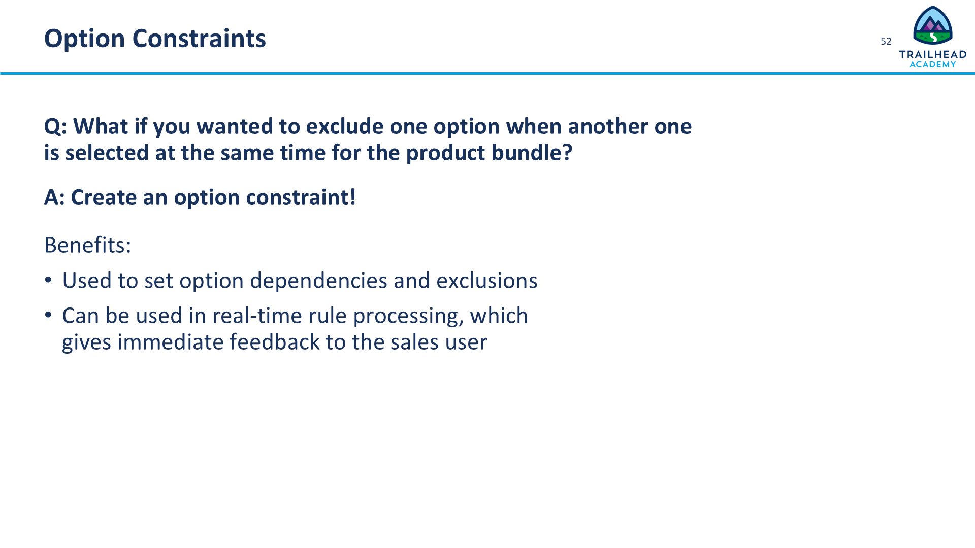 Lesson 3: Option Constraints