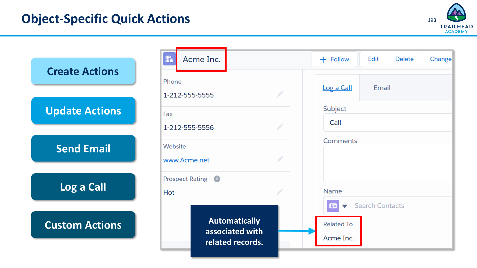 Object-Specific Quick Actions