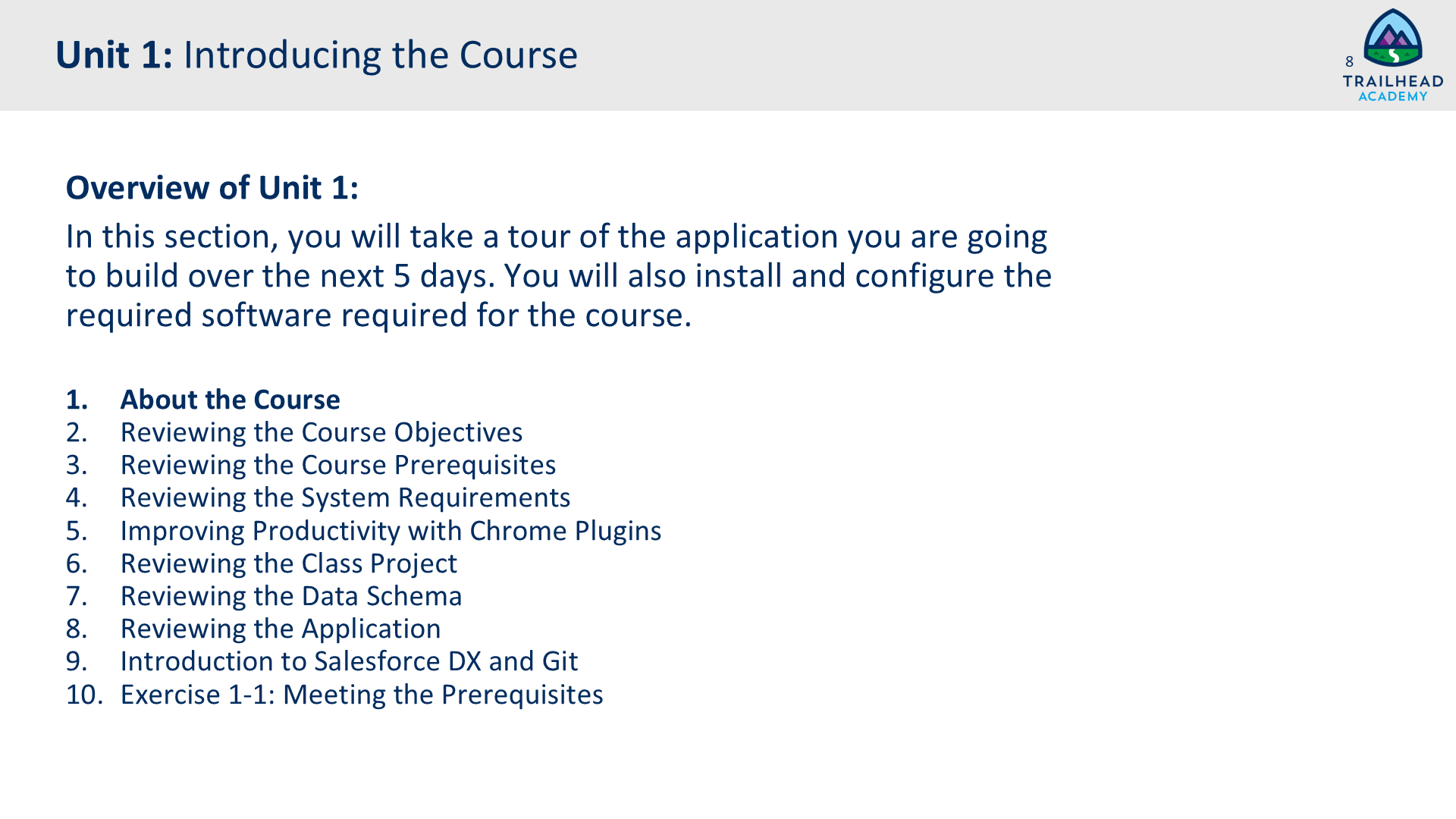 Unit 1: Introducing the Course