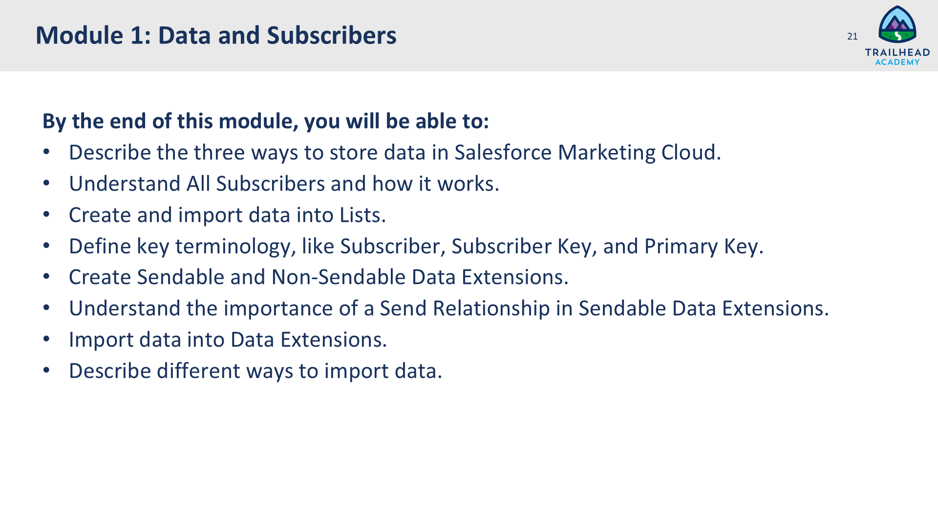 Module 1: Data and Subscribers