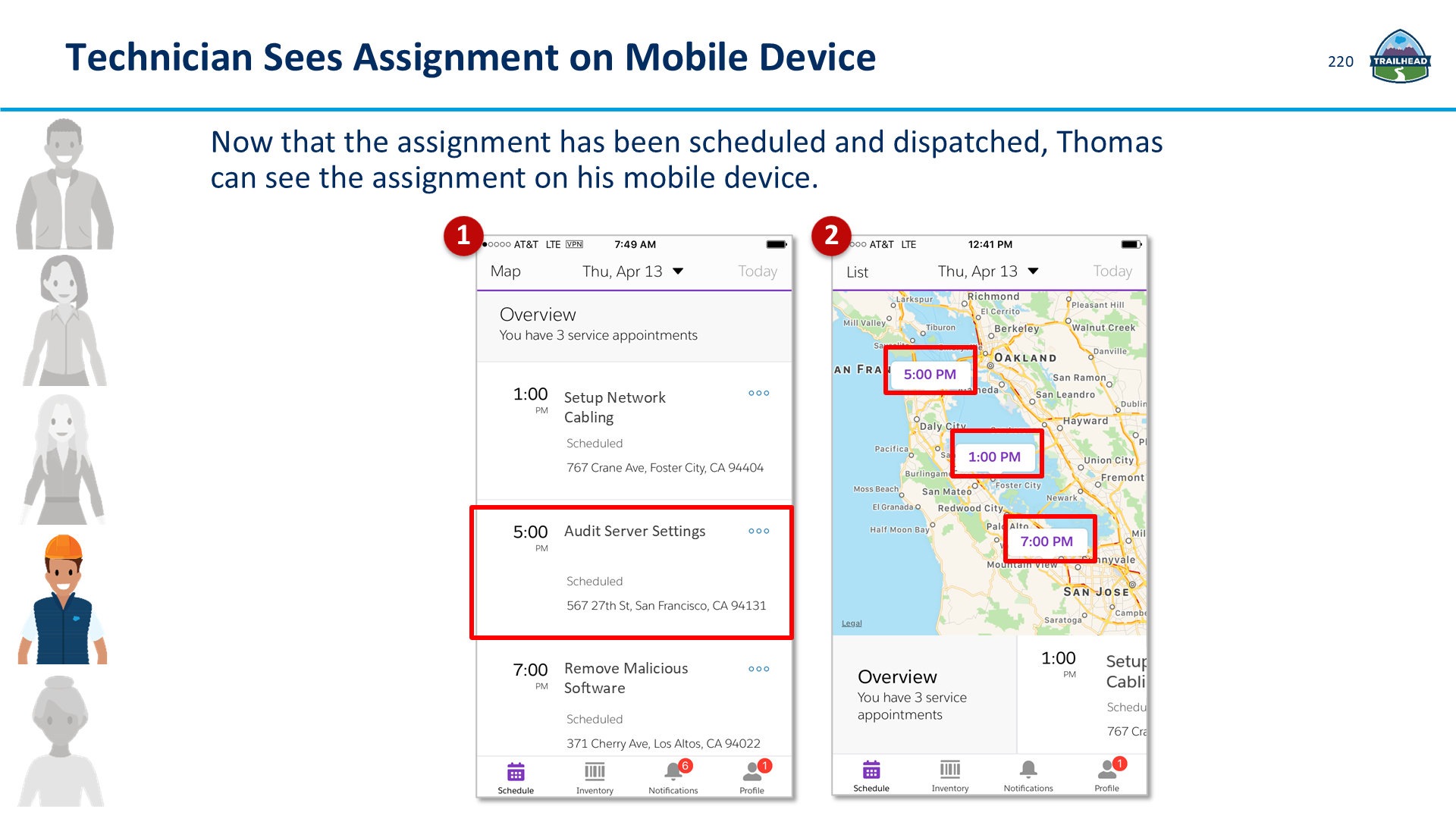 Technician Sees Assignment on Mobile Device