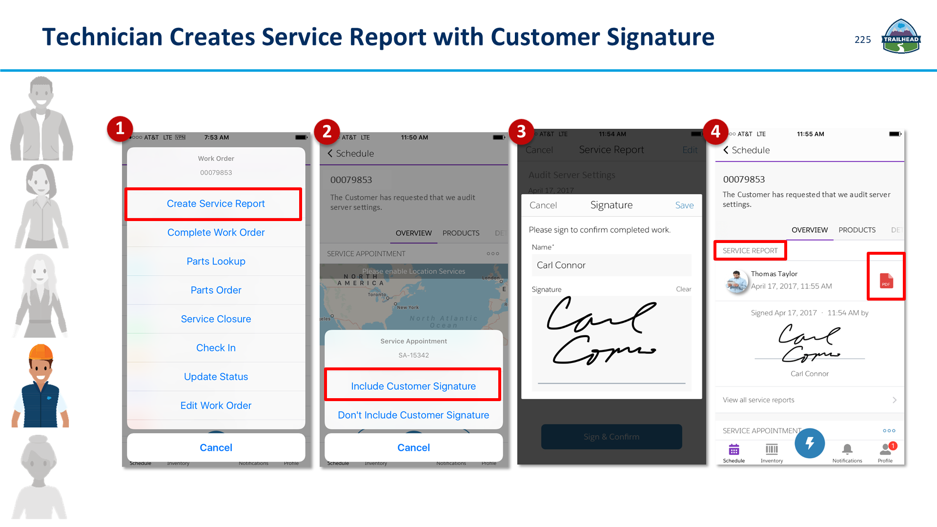 Technician Creates Service Report with Customer Signature