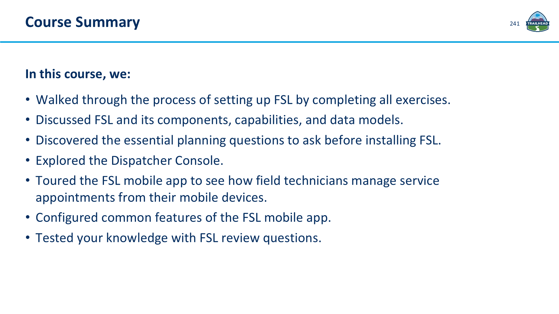 Course Summary
