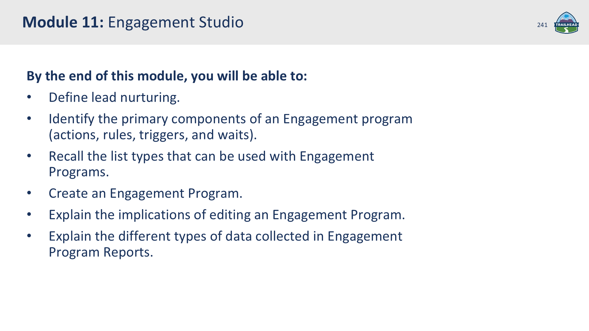 Module 11: Engagement Studio